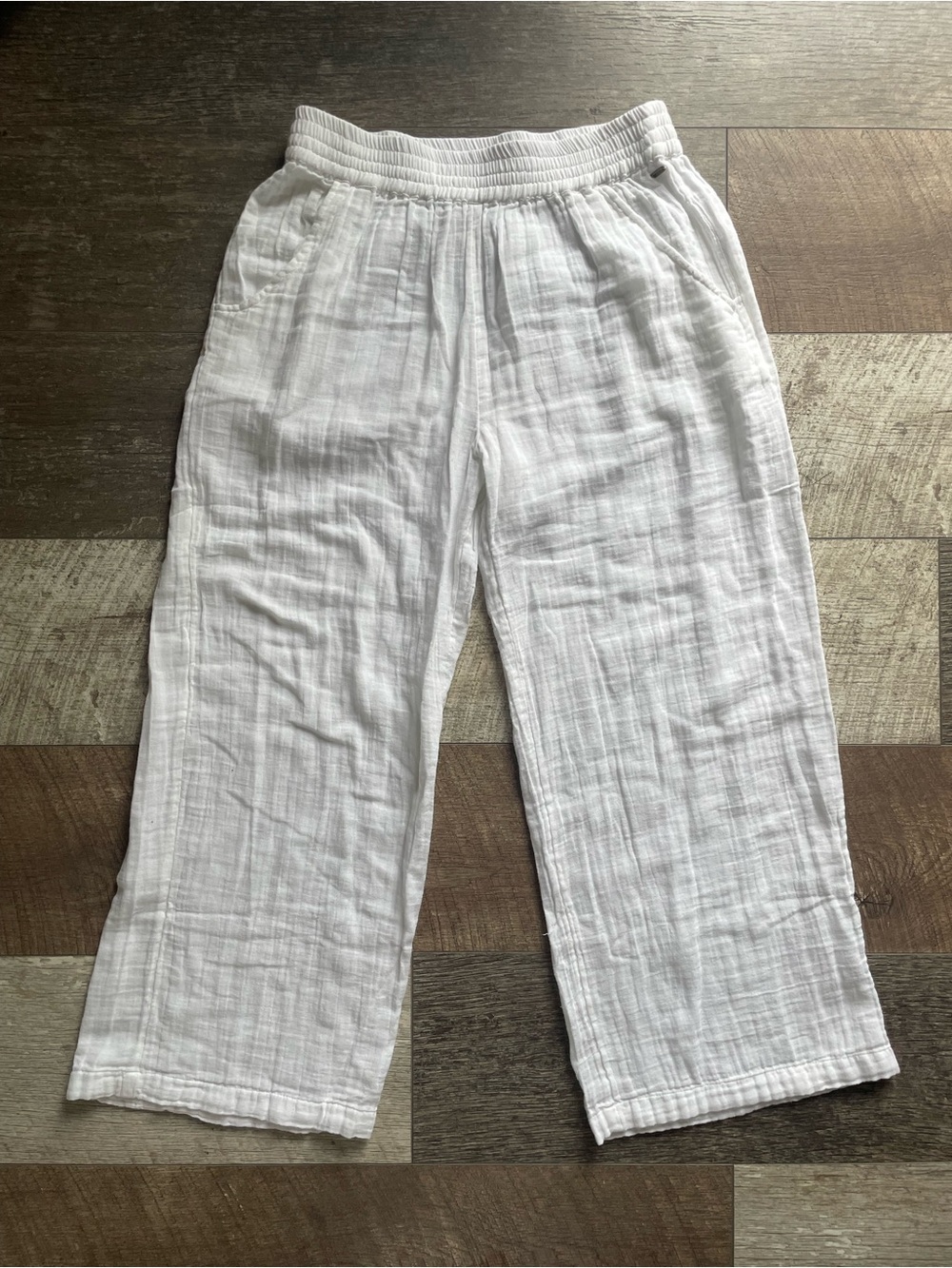 Rip Curl White Premium Wide Leg Beach Gauze Pants 100% Cotton
